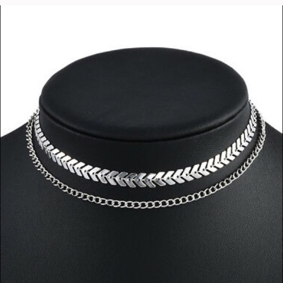 Boho Chevron Layered Choker Necklace - Picture 2 of 3